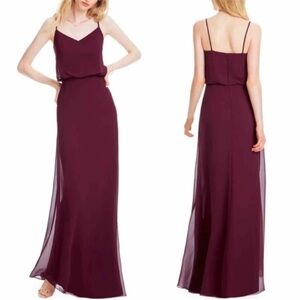 LEVKOFF Burgundy Chiffon Maxi Dress. Large (Measurements Based). NWT.